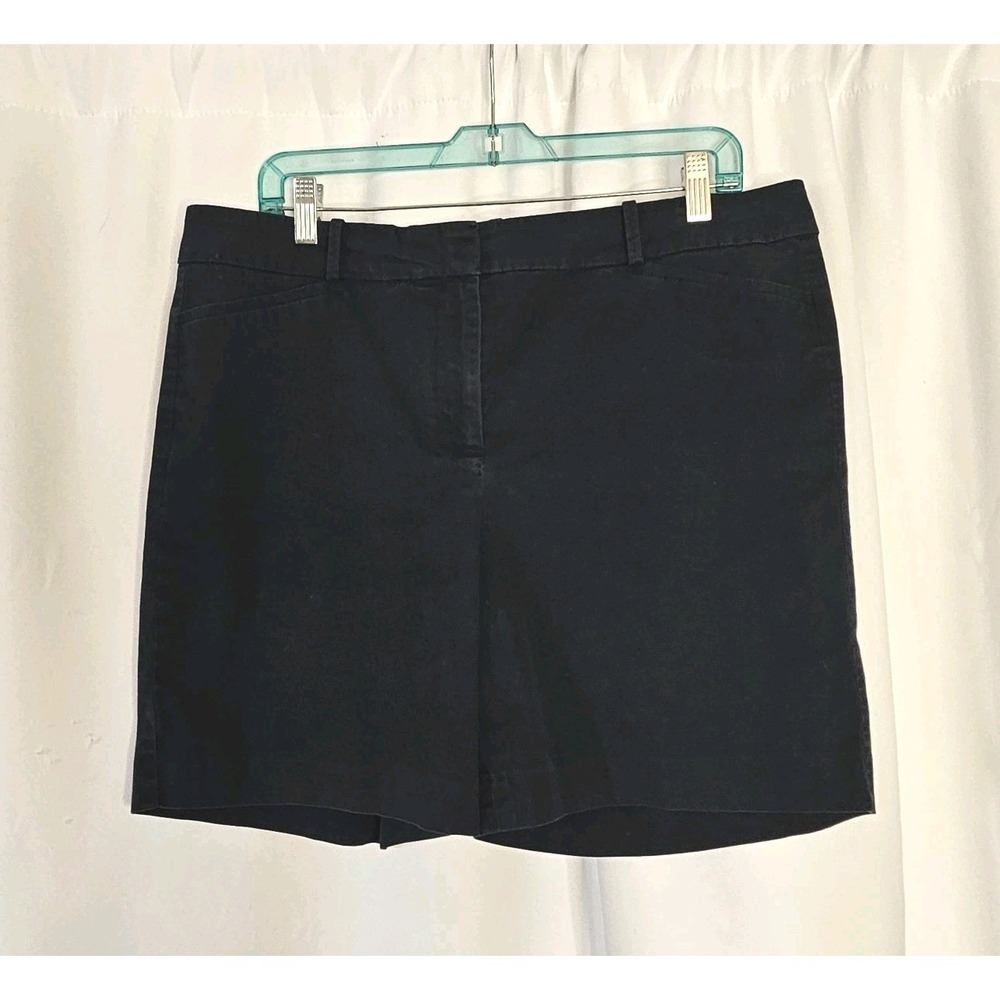 Talbots Navy Blue Chino Bermuda Shorts Womens Size 12~ 7 Inch‎ Flat Front